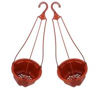 SHINEOFI 2 Piezas Maceta Colgante de Plástico Marrón para Exterior, Redonda