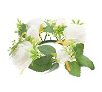 SHINEOFI Anillo de Flores Artificiales Blanco para Centro de Mesa Boda Velas de Pilar, Decoración Versátil y Duradera de Plástico y Tejido para Eventos y Hogar