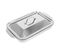 SHINEOFI Bandeja Rectangular de Acero Inoxidable para Horno, Profunda, | Acabado Elegante, Forma Versátil y Resistente a Rayaduras, Fácil de Mantener, para Asar Pescado y Servir en Casa