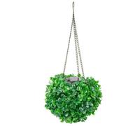 SHINEOFI Bola Topiaria Colgante Solar LED Verde para Exterior, Jardín | Hierro y Plástico, Luz Cálida Ambiental, Ip44, Patio de Restaurante, Cadenas Resistentes