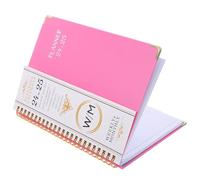 SHINEOFI Cuaderno Espiral A5 de Hierro y Papel para Agenda y Notas | Planificación Mensual, Semanal y Diaria, Diseño Simple y Práctico, Rosa, para Oficina y Docentes