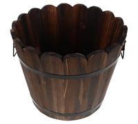 SHINEOFI Macetero de Madera Maciza Tipo Barril, Jardinera de Cubo de Madera, Color Café, Ligero Fácil Mantenimiento, para Plantas y Flores, Uso Interior y Exterior, Jardinería Doméstica