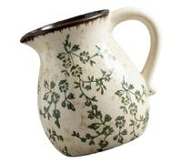 SHINEOFI Organizador de Utensilios de Cocina Cerámica Floral Verde Marrón | Estilo Farmhouse, Bordes Marrones Vintage, para Encimera y Centro de Mesa, Diseño Flores