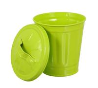 SHINEOFI Papelera de Escritorio Creativa con Tapa, Metal, bajo 4l | Encimeras y Estantes, Diseño Adorable y Retro, Oculta Olores, Portátil, Negra o Verde