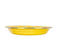 SHINEOFI Plato Esmaltado Amarillo Resistente al Calor de 30 Cm, Diseño Vintage Acabado Liso y Delicado para Banquetes y Servir Comida