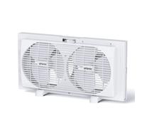 shinic Ventilador de doble ventana de 9 pulgadas con flujo de aire reversible manual, ventiladores dobles de 2 velocidades, paneles expandibles (23.5-37 pulgadas), mango integrado y pies extraíbles