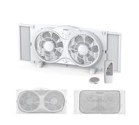 shinic Ventilador de ventana silencioso de 22,9 cm con control remoto - 2026 Actualizado, flujo de aire reversible de 3 velocidades, incluye pantalla para insectos extraíble, cubierta antipolvo y