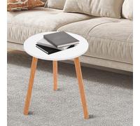 Shinpeed Mesa auxiliar redonda, diámetro 40 cm, altura 52 cm, mesa de centro pequeña de madera para salón, dormitorio, blanco cálido