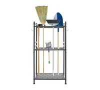 Shinpeed Organizador de herramientas de jardín, soporte de almacenamiento con 4 ganchos, soporte para escoba, soporte para herramientas de jardín, para garaje, cobertizo, patio, 42 x 30 x 80 cm