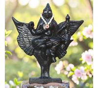 Shiva Lingam Shop Estatua de Iron Shani Dev de 9 pulgadas, 1470 g, hecha a mano, ídolo de Lord Shani Maharaj con cuervo para el hogar, templo, Pooja, habitación, oficina, decoración | Shani Dev Murti