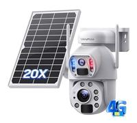 SHIWOJIA 20X Zoom Camara Vigilancia 4G Exterior, 6MP 360° PTZ Cámara de Exterior Solar con Doble Lente, 150m Visión Nocturna en Color, Doble PIR Detección Smart, Audio Bidireccional