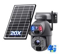 SHIWOJIA 20X Zoom Camara Vigilancia 4G Exterior, 6MP 360° PTZ Cámara de Exterior Solar con Doble Lente, 150m Visión Nocturna en Color, Doble PIR Detección Smart, Audio Bidireccional