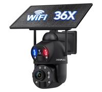 SHIWOJIA 36X Cámara WiFi Exterior, 360° PTZ Cámara Exterior Solar con Doble Lente, Batería 20000mAh, 100m Visión Nocturna a Colores, PIR Smart Detection, Audio Bidireccional, SD& Cloud arcos