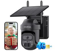 SHIWOJIA 3G/4G LTE Camera Monitoreo Exterior Inalámbrico, Cámara Solar 4G con Tarjeta Sim, Detección Humana PIR y Alarmas de Zonas Personalizadas, Impermeable IP66, Negro