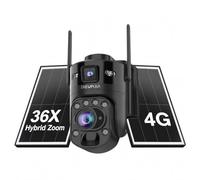 SHIWOJIA Cámara de seguridad PTZ 4G para exteriores, lente dual de 10 MP, zoom híbrido 22X, [grabación continua 24/7], batería de 20800 mAh, panel solar de 14 W, detección humanoide de seguimiento
