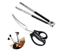 Shiyueshiri Juego de tijeras y pinzas coreanas ergonómicas de acero inoxidable, clips para cocina, tijeras de pizza, negro