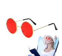 shjxi Lentes de sol redondos retro, disfraz de hippie, lentes circulares