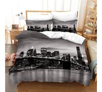 SHOMEY Funda Nordica Cama 150 Ciudad de Nueva York Gris, Juego De Cama 220x240 cm Cómodo Suave Fundas Nordicas, Edredon Cama 135/150