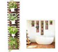 ShopLaLa Maceta de pared - Maceta colgante de pared de madera para plantas de interior y exterior, jardín vertical, maceta de montaje en pared, soporte para plantas suculentas para macetas, marco de