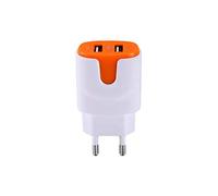 Shot Case Cargador Adaptador USB para Intex Aqua Secure Smartphone/Tablet, Color Blanco/Naranja