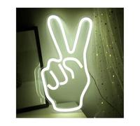SHOUXI Decoración Lámparas Letrero De Neón Con Forma De Mano De La Paz, Con Gesto De Victoria, Para Decoración De Pared, Dormitorio, Sala De Estar, Oficina, Sala De Juegos, 22cmх13.5cm(Blanco)