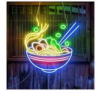 SHOUXI Decoración Lámparas Letrero De Neón De Fideos, Fideos Japoneses Para Restaurante, Tienda De Comida, Decoración De Pared, Letrero De Ramen, Tazón De Ramen, Luz De Neón(Segundo,75CM)