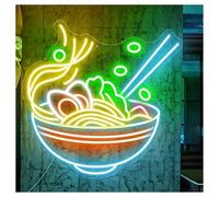 SHOUXI Decoración Lámparas Letrero De Neón De Fideos, Fideos Japoneses Para Restaurante, Tienda De Comida, Decoración De Pared, Letrero De Ramen, Tazón De Ramen, Luz De Neón(UN,65CM)