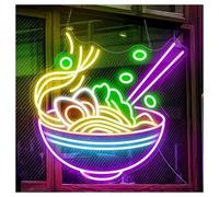 SHOUXI Decoración Lámparas Letrero De Neón De Fideos, Fideos Japoneses Para Restaurante, Tienda De Comida, Decoración De Pared, Letrero De Ramen, Tazón De Ramen, Luz De Neón(C,60CM)