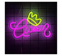 SHOUXI Decoración Lámparas Letrero De Neón Queen Con El Logo De La Corona, Alimentación USB, Decoración De Pared Genial, Ideal Para Fiestas De Amigos, 34.8cmх23.9cm