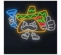 SHOUXI Decoración Lámparas Letreros De Neón De Tacos En Copas De Cóctel, Luces De Neón De Tacos, Adecuados Para Restaurantes, Decoración De Fiestas De Cumpleaños, Letreros Comerciales(58CM)