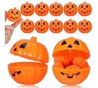 SHOWERORO 24 Cajitas Rellenables de Plástico Forma de Calabaza para Halloween Mini Contenedores para Dulces y Decoración de Fiesta Juego de 24 Piezas para Fiestas y Regalos
