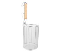 SHOWERORO Colador de Espaguetis Resistente y Práctica de Acero Inoxidable con Mango de Madera, Cuchara Coladora para Pasta y Alimentos Fritos en Cocina