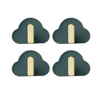 SHOWERORO Ganchos de plástico adhesivos para llaves y sombreros, en forma de L, sin perforaciones, color verde, ABS, pack de 4, para baño y cocina