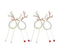 SHOWERORO Pinzas Cabello Forma de Cuernos de Reno 4 Piezas 2 Rojas y 2 Horquillas de Asta para Moño Navideño Accesorios Decorativos para Peinados Festivos