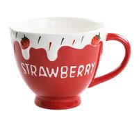 SHOWERORO Taza de Café y Base Plana de Cerámica Roja Diseño Creativo Adecuado para Celebracion Verano y Uso Diario en Suministros Hogar