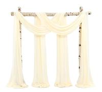 Showgeous Tela para drapeado con Arco de Boda, 2 Paneles 28 x 20 pies Beige Tela de Gasa, Cortinas para Arco de Boda, Cortinas de Gasa Transparente para telón de Fondo para cenador de Boda