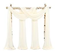 Showgeous Tela para drapeado con Arco de Boda, 4 Paneles 28 x 20 pies Beige Tela de Gasa, Cortinas para Arco de Boda, Cortinas de Gasa Transparente para telón de Fondo para cenador de Boda