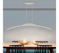 SHREALMS Lámpara Colgante LED de Arco Moderno | Accesorio de iluminación de suspensión de Mesa de Comedor Lineal Regulable con Control Remoto | Lámpara de araña para Isla de Cocina (L100cm,Blanco)
