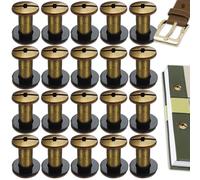 SHSMPXOY 20 Juegos Remaches Tornillo Encuadernacion, M5*10Tornillos de Chicago,Remaches de Tornillo Para Cuero Reparación para Bolsos, Libros, Collares, Mochilas, Correas de Perro, Correas (Bronce)
