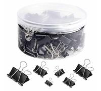 SHTGOI Juego de 24 pinzas plegables de 41 mm, pequeñas, de metal, clips de papel, pinzas para documentos, pinzas multiusos, clips de metal para cartas, notas, suministros de oficina, color negro