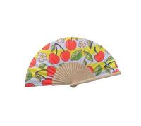 Shuade Ventilador de mano de tela de madera con estampado de limón o cerezas, ventilador plegable de 7 pulgadas para bailar, eventos sociales y exhibición de arte de pared, fiesta portátil