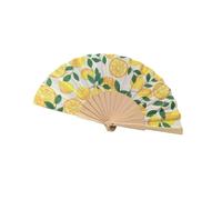Shuade Ventilador de mano de tela de madera con estampado de limón o cerezas, ventilador plegable de 7 pulgadas para bailar, eventos sociales y exhibición de arte de pared, fiesta portátil