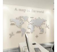 Shuanghao Stickerdecal Pegatinas De la Pared Murales 3D Sala Salón Dormitorio Oficina Fondo Acrílico DIY Mapa del Mundo Mundi Etiquetas Creativa Decoración Pared Murales STICKER DECAL Gris180*100