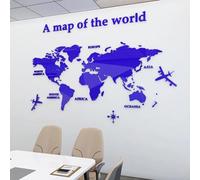 Shuanghao Stickerdecal Pegatinas De la Pared Murales 3D Sala Salón Dormitorio Oficina Fondo Acrílico DIY Mapa del Mundo Mundi Etiquetas Creativa Decoración Pared Murales STICKER DECAL Azul280*174cm