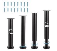 SHUESS 4 patas ajustables para muebles, altura regulable de 25 a 42 cm, patas de metal negro para muebles, para armario, armario, TV, cama, sofá, silla de baño, armario
