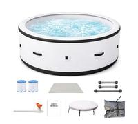 SHUMIAO SPA Inflable Hidromasaje 4-6 Plazas 206x71cm, Bañera de Hidromasaje Hinchable Calefacción 40°C, 150 Chorros de Burbujas, LED 6 Colores, Anti-Pinchazos, Jardín Terraza Patio