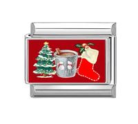 Shurhome Cuentas de conexión italianas de acero inoxidable para decoraciones navideñas Encontrar accesorios de joyería, adecuados para la fabricación de pulseras Pulsera de Navidad modular, talla