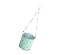Shurhome Macetero colgante de metal, cubo redondo de hierro, color verde | Terraza decorativa, balcón, valla de jardín, decoración del hogar