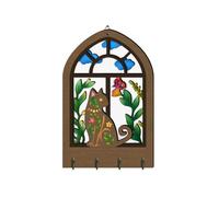 Shurhome Organizador de pared abovedado para entrada con 4 A | Montado en madera para decoración de pasillos, almacenamiento de accesorios ligeros