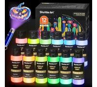 Shuttle Art Pinturas Acrilicas Fluorescente Luminosas, 12 Colores (2oz/60ml) Neon en la Oscuridad, Glow in The Dark para Textil Lienzo Madera Piedra